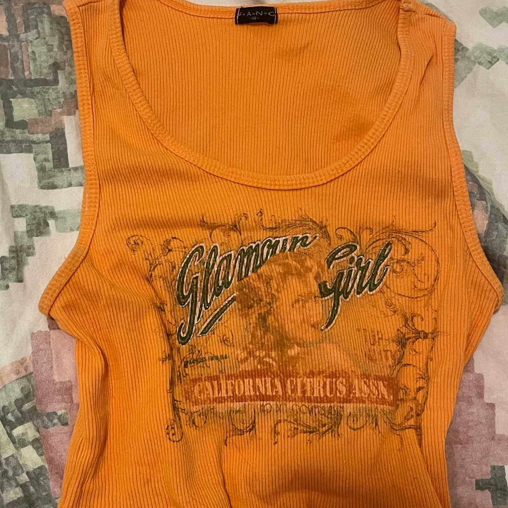FANG Orange Cropped Sleeveless Tank Top